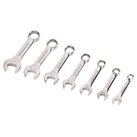 Performance Tool 7-Pc Sae Stubby Wrench Wrench Set, W30507 W30507